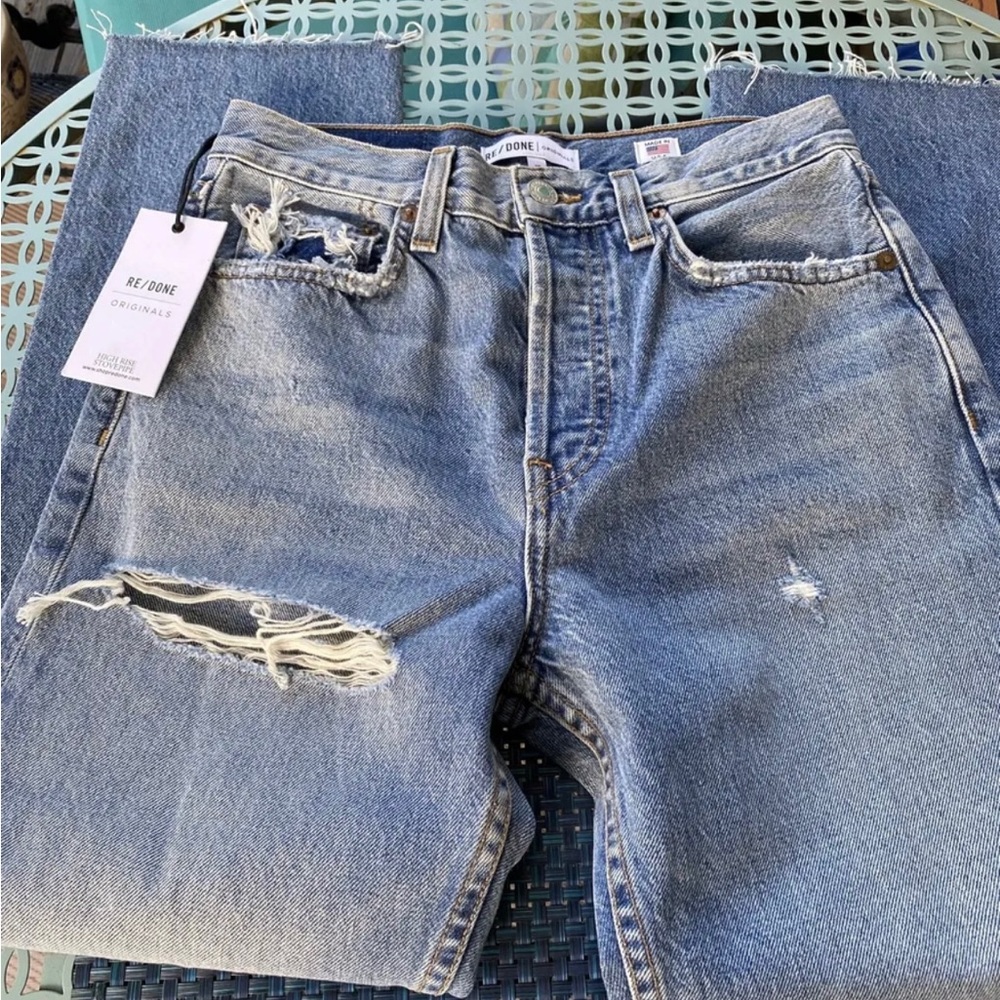 Re/done high rise stove pipe jeans 26